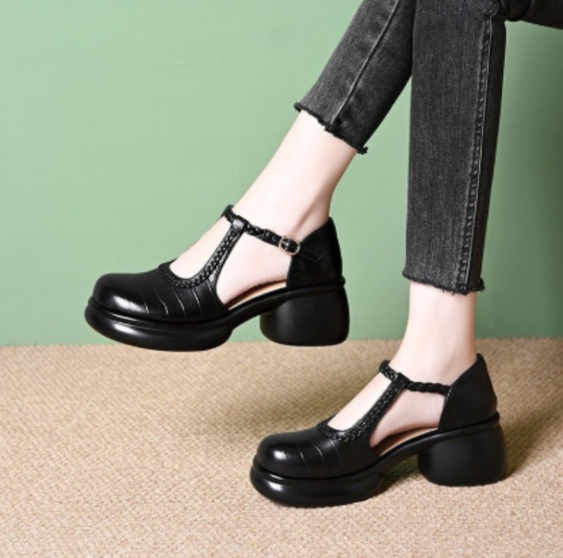 Sandals - Sandales Mary Jane noires pour femmes,