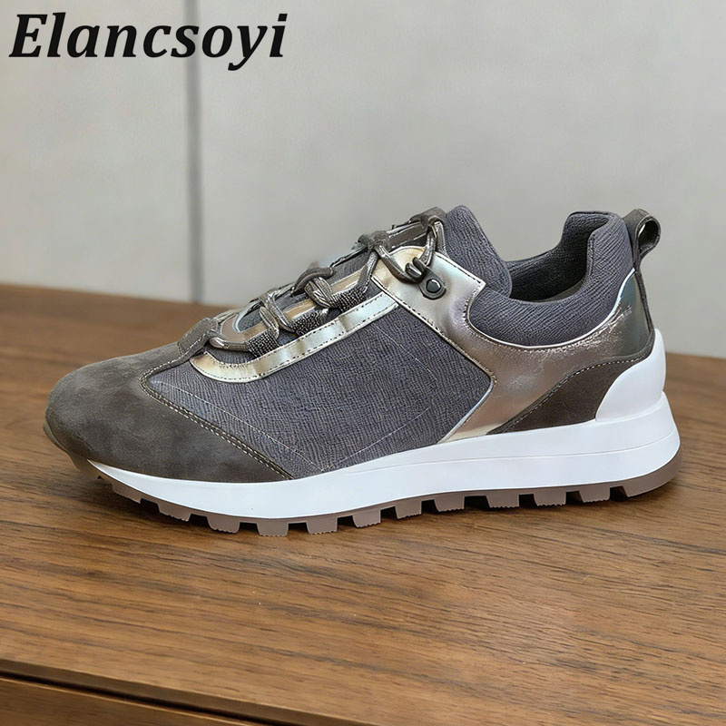Baskets décontractées pour fem - Knit Fabric Lace Up Sneakers avis et prix