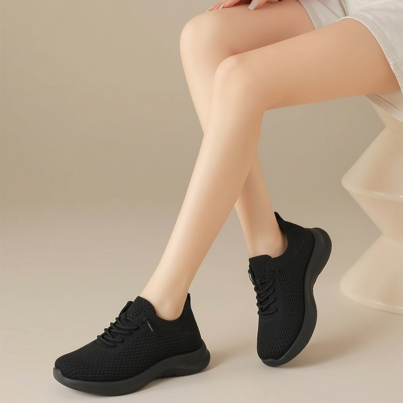 Chaussures de marche d'été pou - Knit Fabric Lace Up Sneakers avis et prix