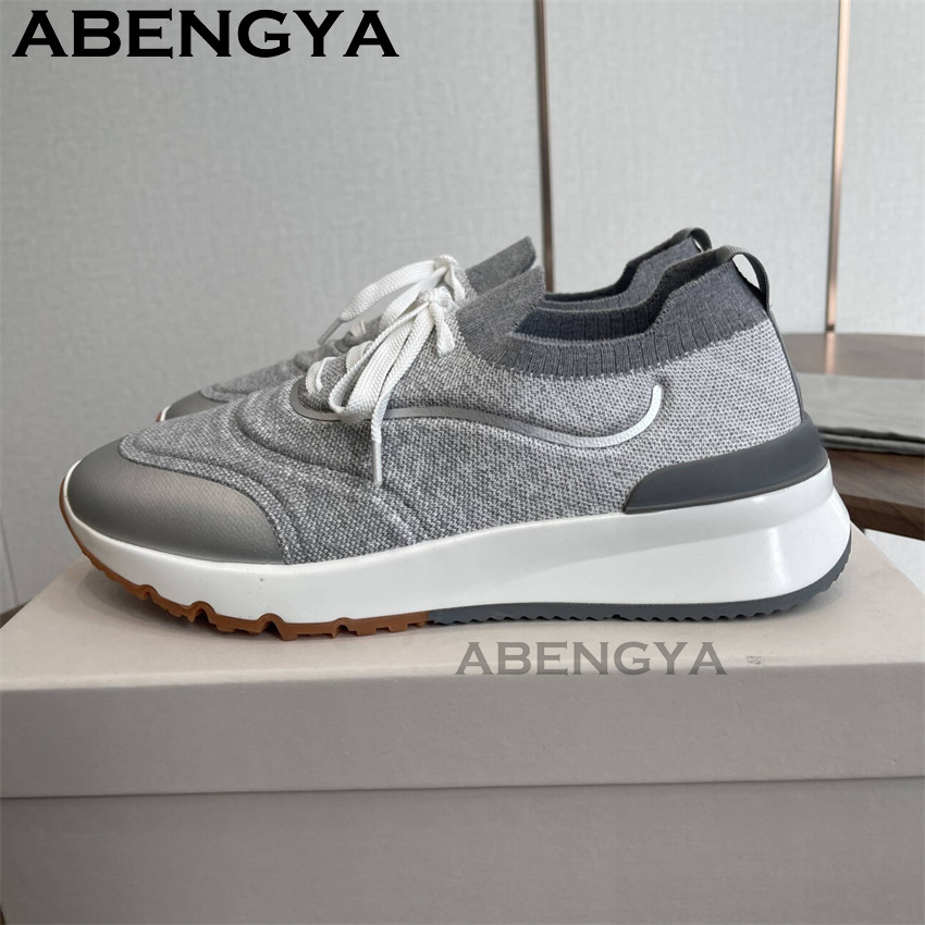Nouvelles chaussures mocassins - Knit Fabric Lace Up Sneakers avis et prix